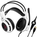 KLIM Puma - USB Gamer Headset with Mic - 7.1 Surround Sound Audio - Integrated Vibrations - Perfect for PC and PS4 Gaming - PS5 Headset - New 2023 Version - White