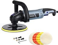 WORKPRO Buffer Polisher - 7-inch Car Buffer Waxer with 4 Buffing and Polishing Pads, 6 Variable Speed 1000-3800 RPM, Detachable Handle, Ideal for Car Detailing, Sanding, Polishing, Waxing