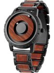 EUTOUR Watches Men's Watch Magnet Watch No Glass Ball Bearing Quartz Wristwatch for Men with Wood Bracelet -40mm