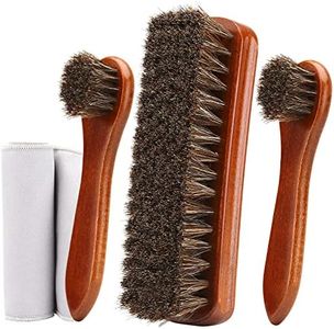 Unekez 4-Piece Horsehair Shoe Brush Shine Kit, Shoe Polish Kit, Leather Shoes Boot Cleaning Brush Care Clean Dauber Applicators