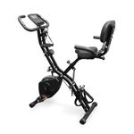 Phoenix Fitness Foldable Exercise Bike - 4-in-1 Folding Indoor Fitness Bike with 16 Magnetic Resistance Levels, Resistance Bands, Adjustable Upright and Recumbent Cycling, LCD Display & Pulse Monitor