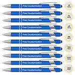 NGTSFLY Personalized Pens with Stylus Tip - FREE PERSONALIZATION - Customized Stylus Ballpoint Pens with Your Name,Text,Message for Business,Graduation,Anniversaries-Custom Pens 12 pcs/pack (Blue)