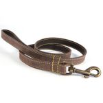 Ancol Timberwolf leather lead leash + optional personalised collar | 1m long - Brown