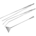 uxcell Aquarium Straight Curved Tweezers Set 19 Inch Stainless Steel (2 Pack) & Substrate Spatula Fish Tank Aquatic Plants Tool
