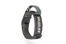 Julius-K9 Colour and Gray Collar with Handle, Safety Lock and Interchangeable Patch, 50 mm (49-70 cm), Black-Gray