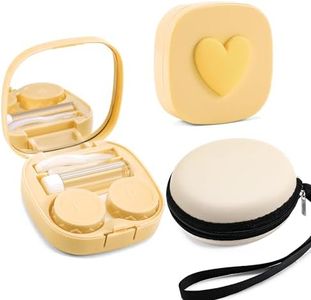 FEISEDY Portable Cute Contact Lens Case Remover Tool With Mirror Tweezers Kit for Women and Girl B0081