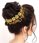 Hair Flare 1687 Artificial Flowers Accessories/Hair Pins for Women (Gold), Pack of 1