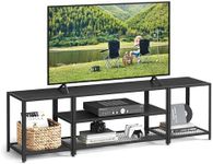 VASAGLE Modern TV Stand for TVs up to 75 Inches, 3-Tier Entertainment Center, Industrial TV Console Table with Open Storage Shelves, for Living Room, Bedroom, Black with Wood Grain ULTV098B22