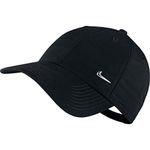 Nike Men Metal Swoosh Logo Cap - Black/Metallic Silver, One Size