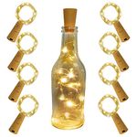 Wine Bottle String Lights 6 Mini Fairy Lights Cork Shape Silver Copper Wire Colorful String Battey Operated 2M Lights for DIY, Party Decoration Wedding Christmas