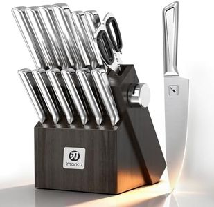 imarku® Knife Kitchen Sets, Japanese Stainless Steel 14 Pcs Knife Block Set,Chef Knives with Built-in Sharpener, Dishwasher Safe, Non-Slip Ergonomic Handle,Deba Knife for Fish, Essential Home Gift