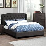 Polyfiber Upholstered Cal. King Size Bed, Charcoal