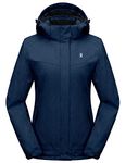 Little Donkey Andy Women's Waterproof Hiking Skiing Jacket with Removable Hood, Fleece Lined Winter Warm Rain Coat Galaxy Blue XS