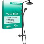 hansgrohe Vernis Blend - shower system with thermostat, rainfall shower head (⌀ 205 mm), hand shower (1 spray), shower hose, shower rail and head shower round (1 spray), matt black, 26276670