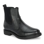 GALEX Leather Chelsea Boots for Men | Trendy, Stylish & Casual Boots | Zip/Chain Boots for Men Black (GA-CB-2866-BLK-9)