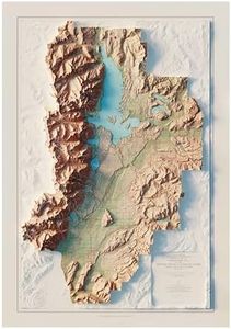 Muir Way Shaded Relief Elevation Map of Grand Teton National Park - Vintage-Style Topographic Wall Art with 3D Map Look - Unframed Flat Paper Print, 35x50