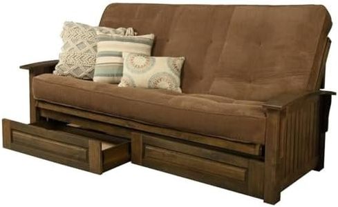 Kodiak Furniture Washington Queen Size Futon Frame with Storage Drawers - Wood Futon Frame with Mattress Included in Mocha Brown Color