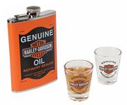 Harley-Davidson Genuine Oil Can Hip Flask & Shot Glass Gift Set, HDL-18557 by Harley-Davidson