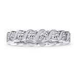 Cubic Zirconia CZ Band Stackable Wave Set Eternity Anniversary Wedding Band Ring For Women .925 Sterling Silver