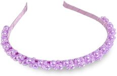 Doneace Pearl Headband Purple Faux Pearls Rhinestones Hairbands Bridal Hair Hoop Wedding Hair Accessories Fashion Stylish Beaded Headbands for Women Girls 1PCS