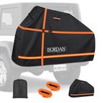 Bike Cover for Transport 2 Bikes on Rear Bike Rack, 600D Waterproof Bike Rack Covers for 2 Bikes on Hitch Travel, Outdoor Storage Bicycle Rain Cover for Transport on Rack with Straps & Storage Bag