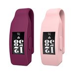 MoKo 2-Pack Clip Holder Compatible with Fitbit Inspire/Inspire HR/Ace 2, Soft Silicone Clip Clasp Case Women Men Sport Clip Accessory - Wine Red & Sakura Pink