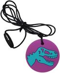 Jellystone Designs Dino Pendant, Chew Necklace, Purple/Green