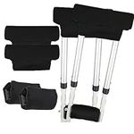 Crutches Pad with Hand Grips/Includes Soft Foam Crutches Pads for Armpits, Crutch Handle anti-Wear Cushion, Universal Walking arm Crutch Cushion Cover Accessories for Adult & Youth (Black 4-Pack)