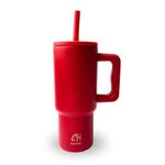 Casual Hydrate 710ml Stainless Steel Kids Tumbler with Silicone Straw Lid, Double Wall Insulated Cup with Handle Leak Resistant (Red)
