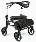 Evolution Trillium Walkers for Seniors & Adults - Walker with Seat, Large Wheels, Brakes, Backrest, Basket for Indoor Outdoor use - Medical Lightweight Foldable Rollator with Locking Mobility, Black