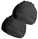 2 pcs Black Cloth Swim Caps for Wom