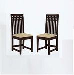 RSFURNITURE Solid Sheesham Wood Dining Chair Only | Wooden Dinning Chair with Cushion for Kitchen & Dining Room | Rosewood, Walnut Finish (1 Seat)