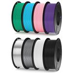 ELEGOO PLA Filament 1.75mm Bundle 8 Pack x 250g, 3D Filament Dimensional Accuracy +/- 0.02mm Plastic Spool Fits for Most FDM 3D Printers, Black/White/Space Grey/Clear/Sky Blue/Sea Green/Pink/Purple