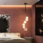 CITRA 6 Light LED Gold Frosted Ball Pendant Lamp Ceiling Light for Home and Office - Warm White