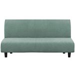 Turquoize Futon Cover Stretch Armless Sofa Bed Slipcover Spandex Non Slip Soft Couch Sofa Cover Without Arms Futon Slipcovers for Living Room Furniture Protector with Elastic Bottom, Dark Cyan