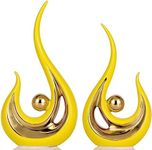 XMGZQ 2 PCS Yellow Ceramic Decor,Yellow and Gold Decor for Bedroom,Home Decor Modern Abstract Art Ceramic Statue for Living Room Office Dining Room,Gold Centerpiece Table Decorations for Dining Room