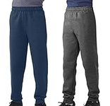 TEX2FIT 2-Pack Boys' 7-16yrs Fleece Jogger Pants (Dark Grey/Blue Melange, Large (12-14))