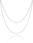 925 Sterling Silver Rope Chain 2mm Necklace for Men Silver Link Chain for Women 16 Inches