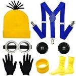 QooQoo Yellow Costume For Adults Yellow Costume For Kids, Halloween Costume Accessories Adult, Big Eyes Goggles And Yellow Beanie, Men Women Cosplay Party Set