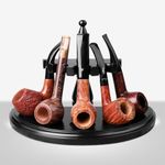 MUXIANG Wooden Stand Rack for 5 Tobacco Pipes, Handmade from Solid Wood Black FA0034