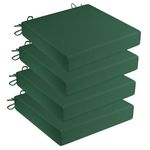 LFNOONE Outdoor Patio Chair Cushions 17"x17" Water-Resistant Garden Chair Cushions,High Density Sponge Filling Glider Lawn Seats mat,Set of 4 & with 4 Rope Fixed Straps & Green