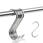 JeoPoom 5.5cm S Shaped Hooks[10 Pieces], S Hooks for Hanging, S-Shaped Stainless Steel Hooks, for Kitchen and Bedroom Utensils, Hangers, Pots, Clothes and Bags, Etc(Silver)