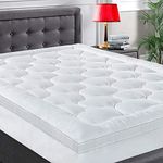 COHOME Mattress Topper King 1300 GSM Extra Thick Cooling Mattress Pad 400TC Cotton Top Plush Down Alternative Fill Pillow Top Mattress Cover with 8-21 Inch Deep Pocket (78x80 Inches, White-Luxury)