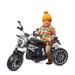 Norman Jr, Kids Ride-On Bike (3 Wheels) with Hand Accelerator,Foot Pedal Break, MP3/USB Port,Decorative Head Lights Electric Vehicle for Kids(Crow Black)