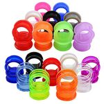 18 Pairs 8g-1" UV Acrylic Screw Fit Ear Tunnels & Thick Silicone Double Flared Ear Gauge Plugs Expander Piercing (Gauge=5/8"(16mm))