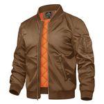 TACVASEN Men's Winter Coats Urban Jacket Flying Jacket Spring Casual Jacket Windbreaker Jacket Military Jackets Brown