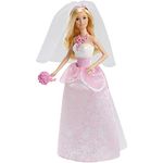 ​Barbie Bride Doll in White and Pink Dress with Veil and Bouquet