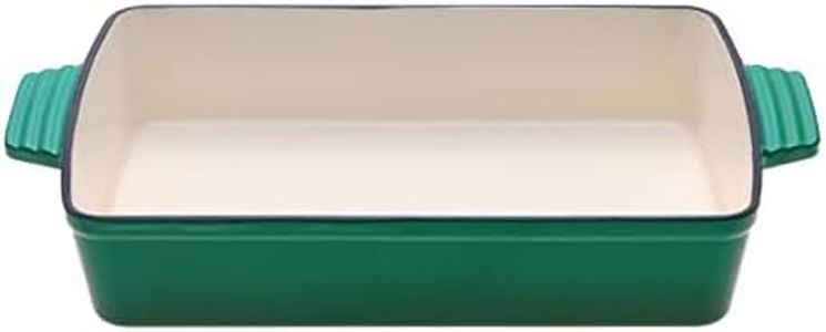 Gourmet Kitchen Cast Iron Rectangular Baking Pan Suitable for Hobs and Ovens Roaster Pans and High-Quality Enamel Perfect for Cooking, Serving, and Storing 33cm - Eden Green