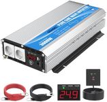 Inverter 24 V to 230 V Pure Sine 3000 W Voltage Converter Converter with Remote Control LED Display 2 EU Sockets & 2.4 A USB Port for Caravan Truck Giande