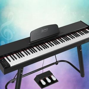 ALPHA 88 Keys Electronic Piano Keyboard Portable Digital Keyboard with Audio Input, Microphone Input, Headphone Output, Tones Rhythms LED Electric Holder Music Stand Adaptor Power Black